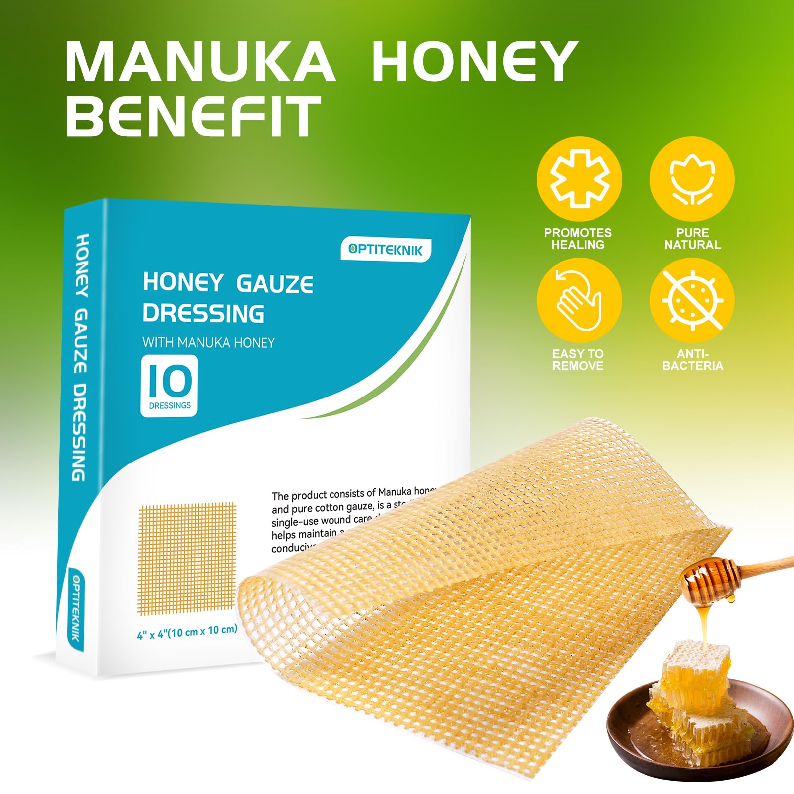 OPTITEKNIK Gauze dressing is applied cleanly for a moist healing environment.