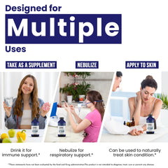 Optivida nebulizer-friendly silver liquid shown for home use
