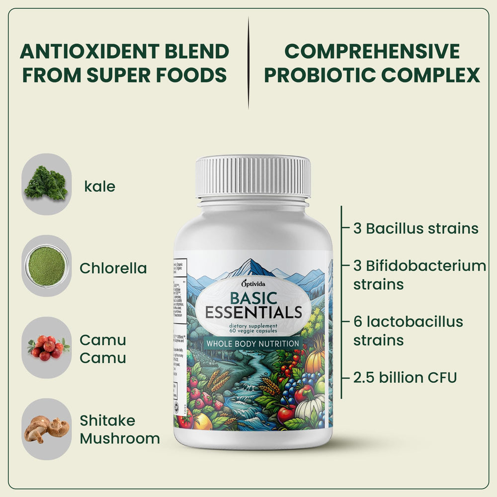 OPTIVIDA probiotic and digestive enzyme icon signaling gut support.