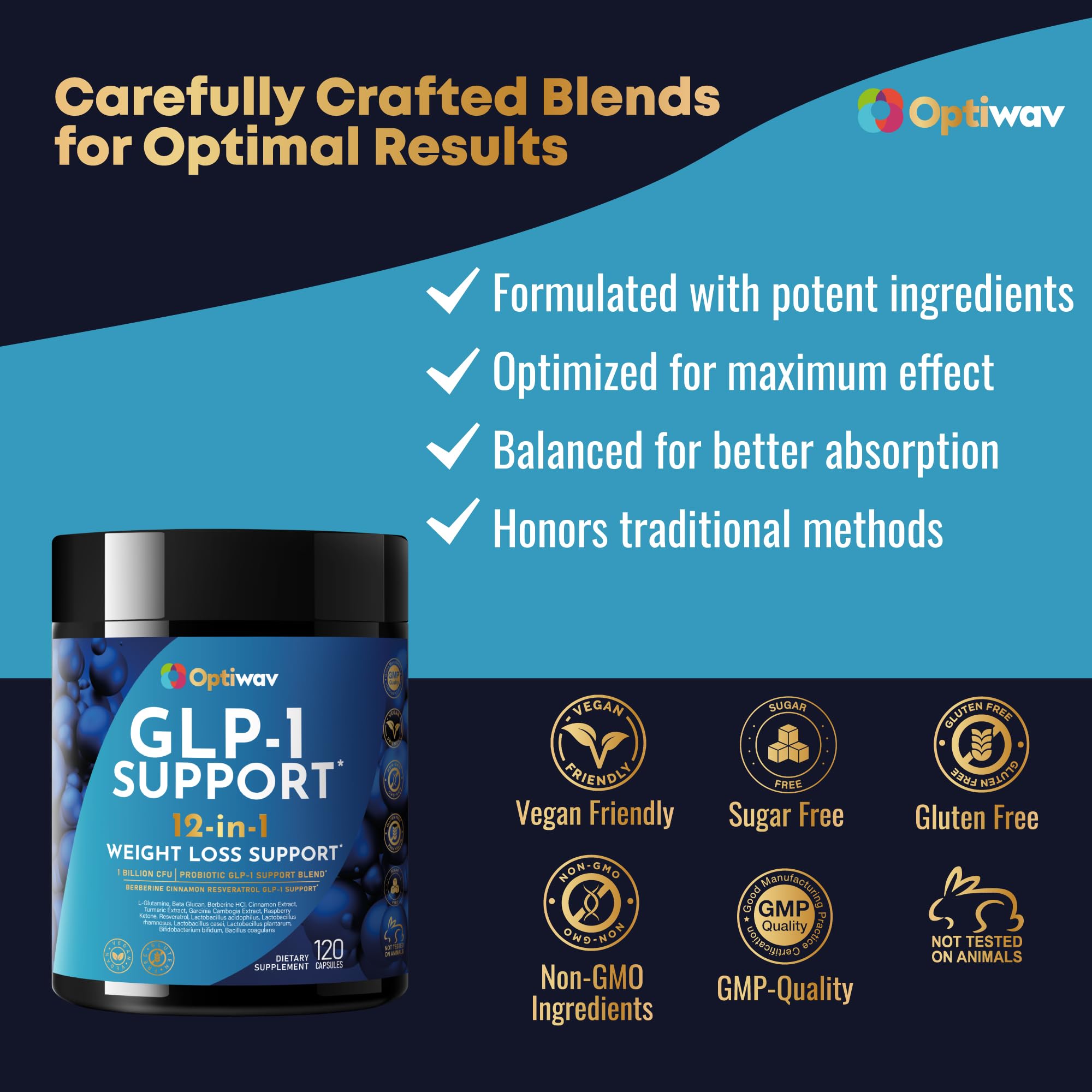 Optiwav prebiotic inulin 400mg feature supporting healthy digestion.