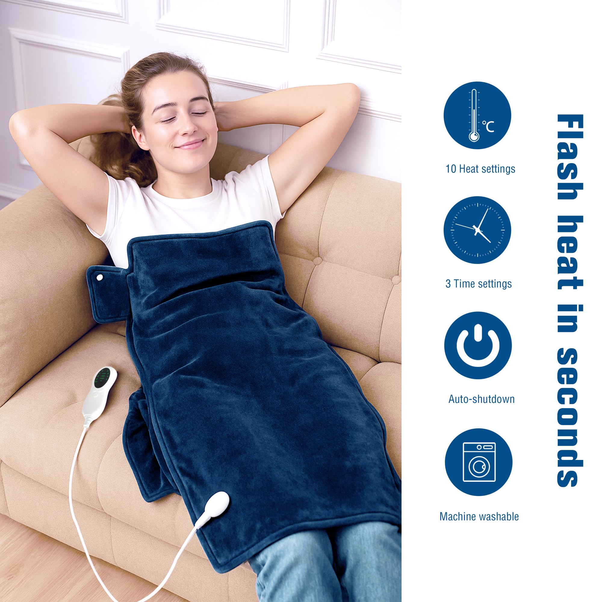 OPUGK heating pad weighted design promotes even heat distribution