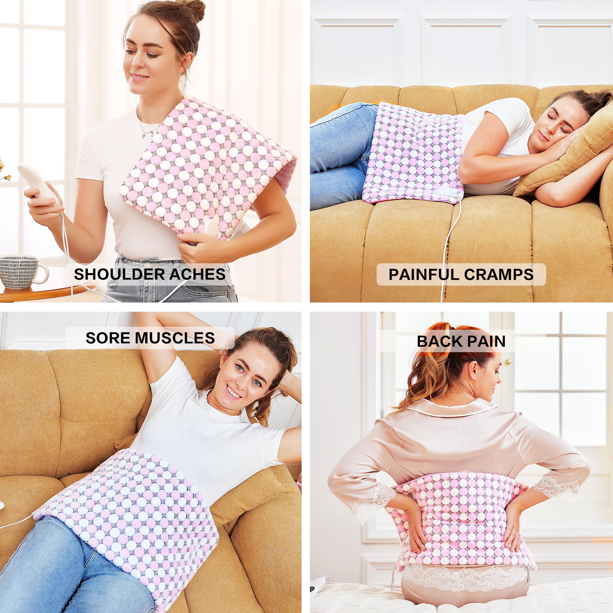 OPUGK weighted heating pad controls with 10 heat settings for personalized comfort.