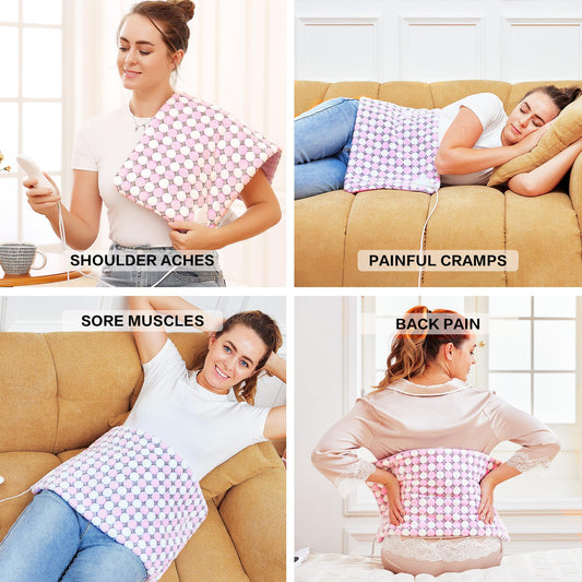 OPUGK weighted heating pad controls with 10 heat settings for personalized comfort.