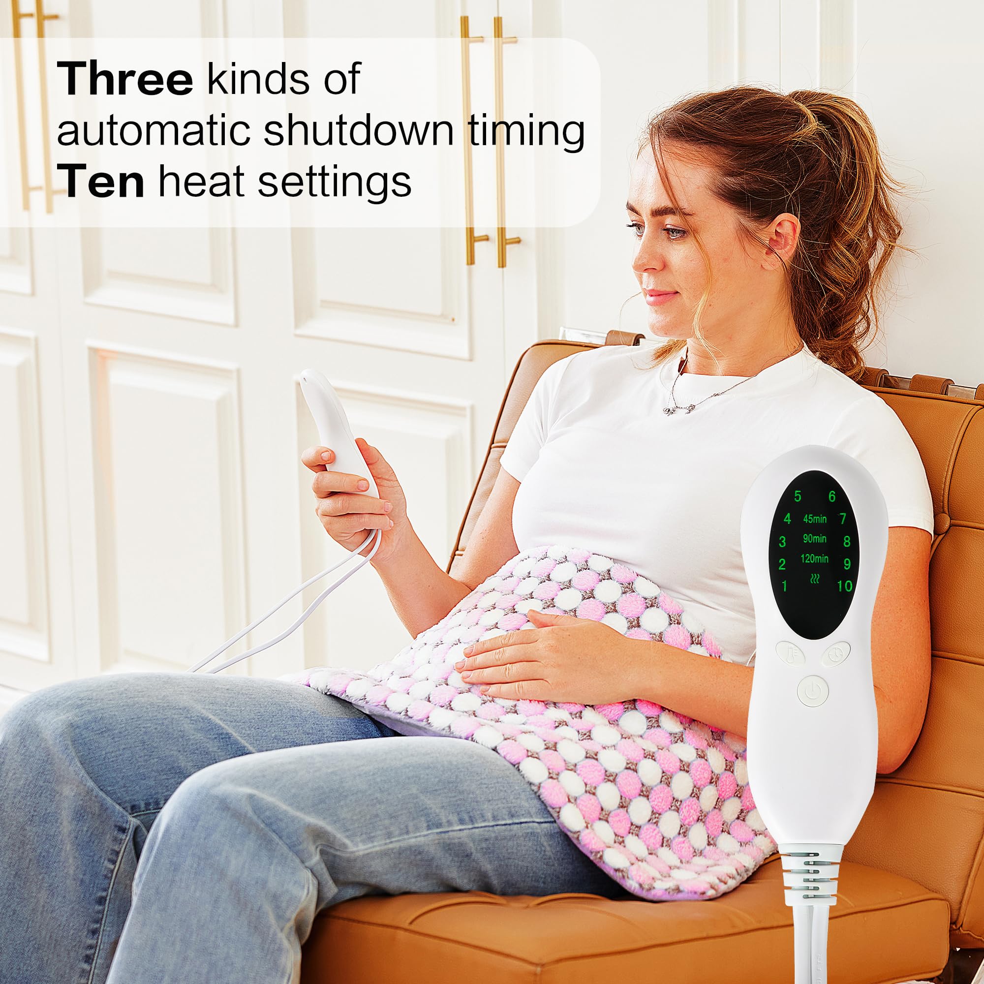 OPUGK weighted heating pad in fashionable purple and white fits any space.