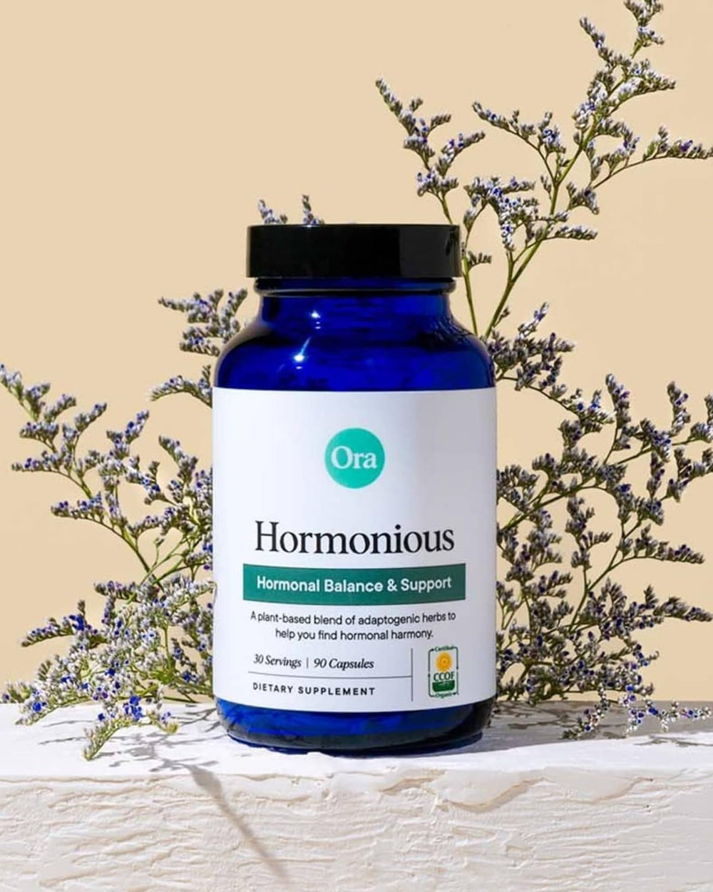 Ora Organic Hormone Balance bottle shown against soft background for daily wellness