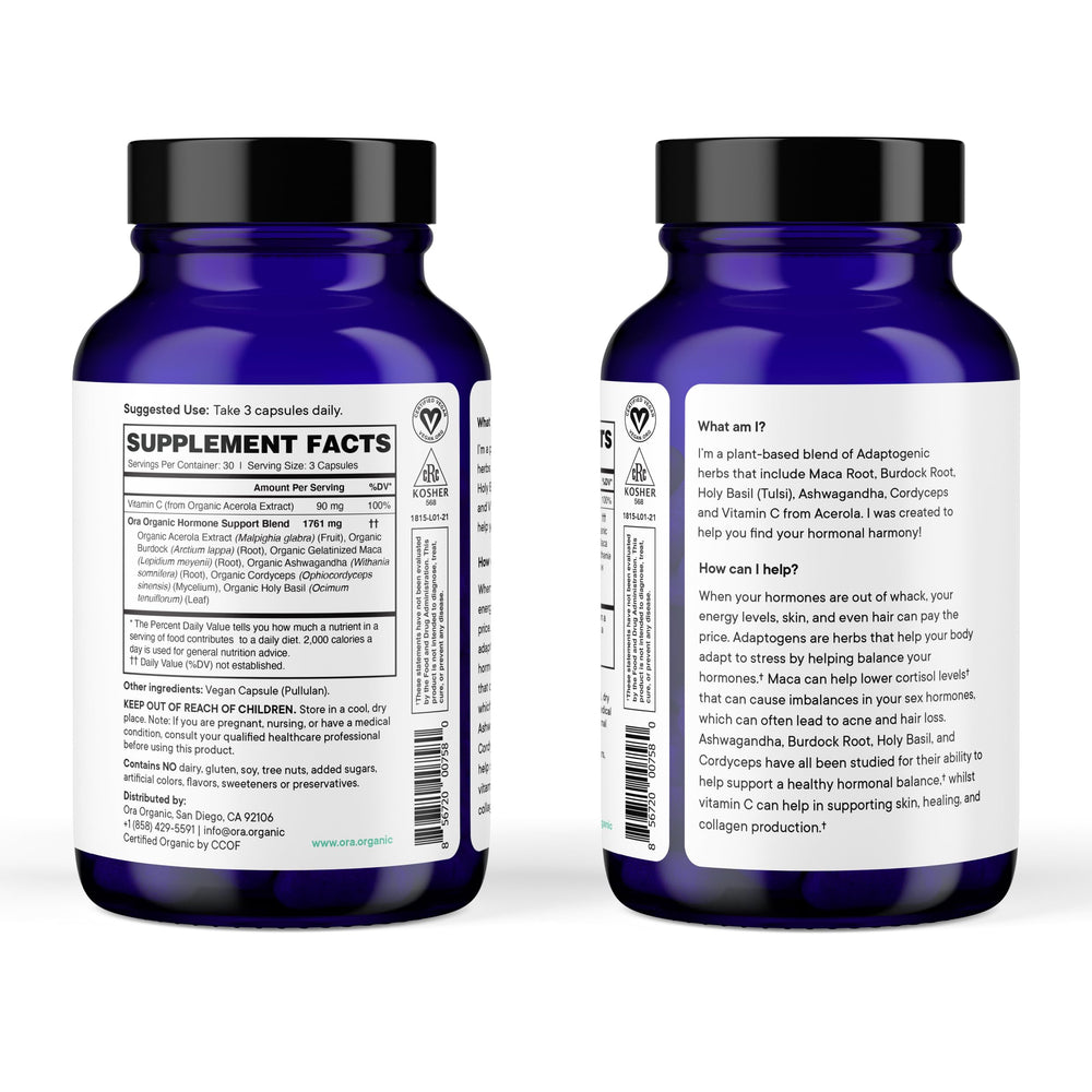 Ora Organic Hormone Balance serving scene emphasizes easy daily dosing
