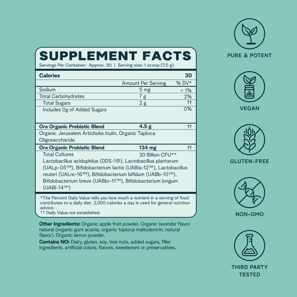 Ora Organic lavender lemonade flavor tub offers a tasty daily probiotic option.