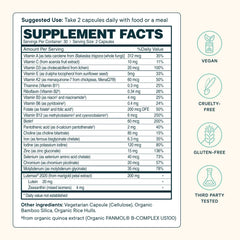 Ora Organic Modern Multi capsules closeup showing plant-based ingredients.