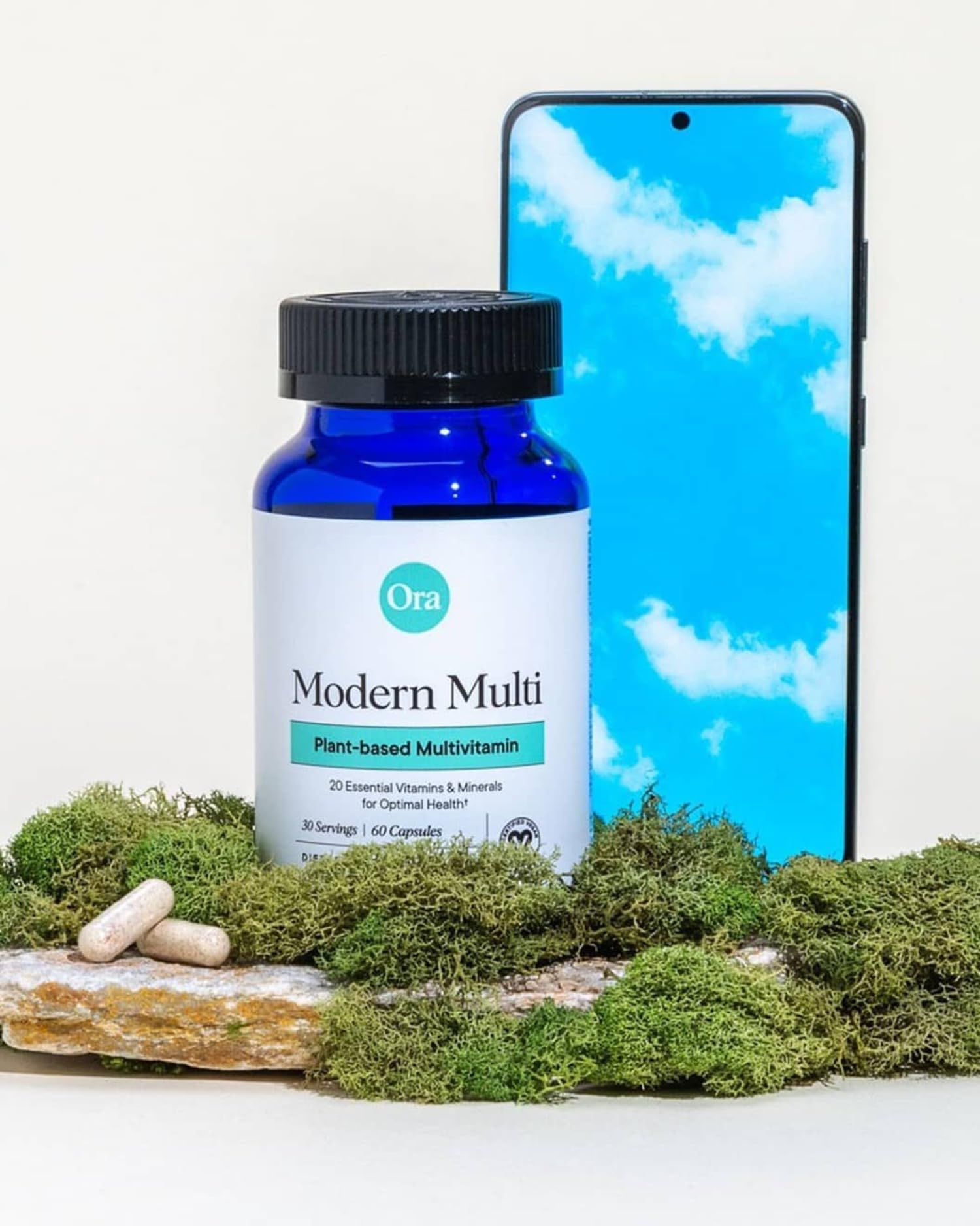 Ora Organic Modern Multi vegan-certified packaging signals plant-based wellness.