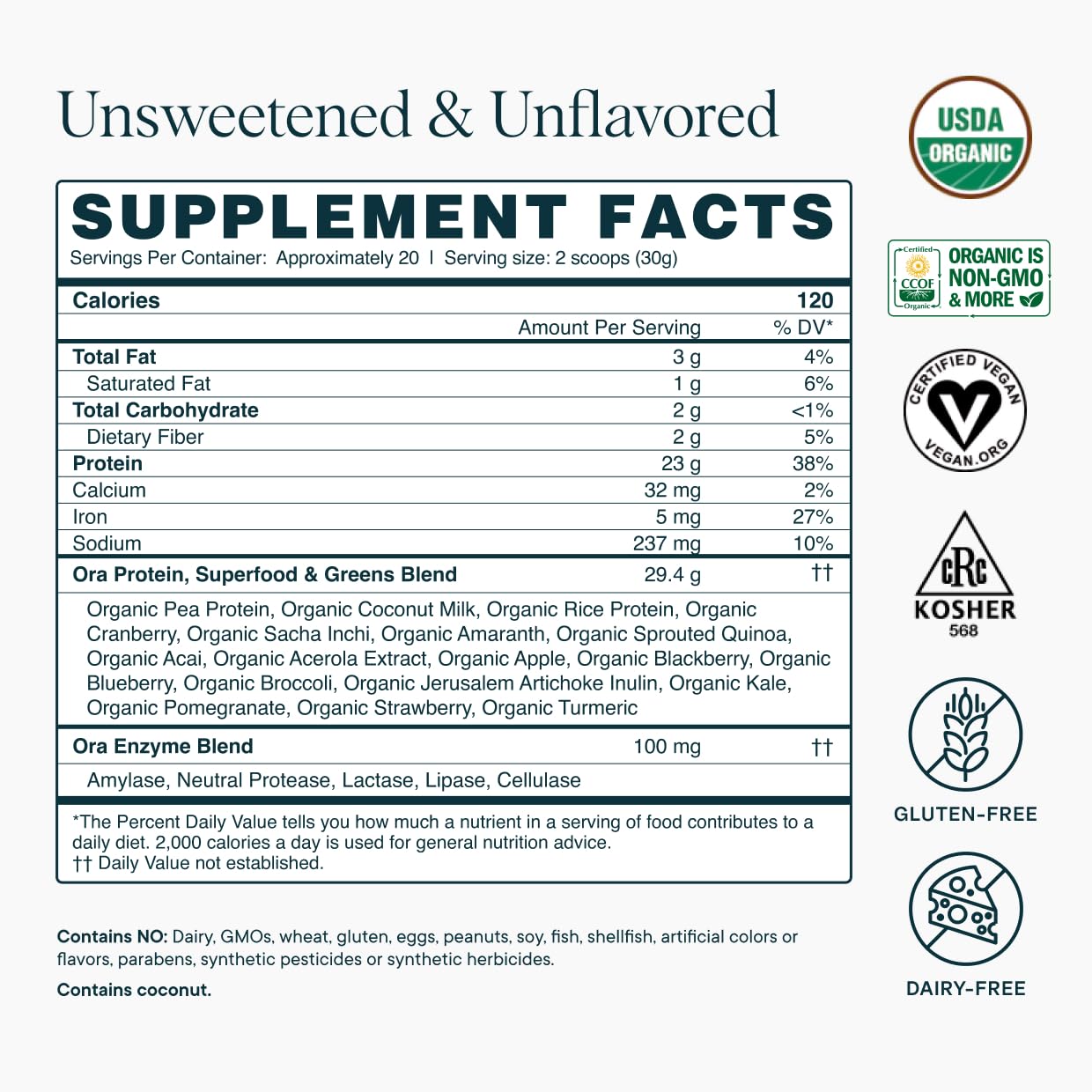 Ora Organic no-erythritol label highlights a sugar-free option for discerning palates.