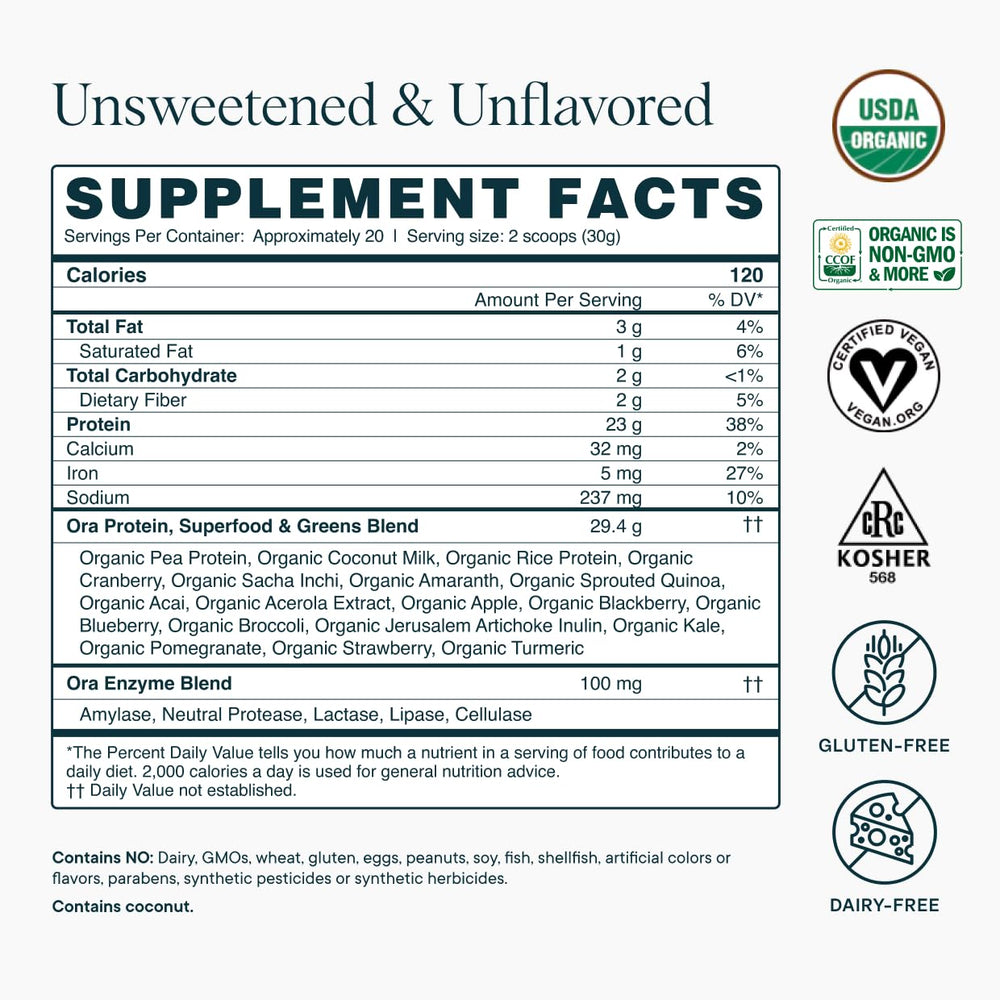 Ora Organic no-erythritol label highlights a sugar-free option for discerning palates.