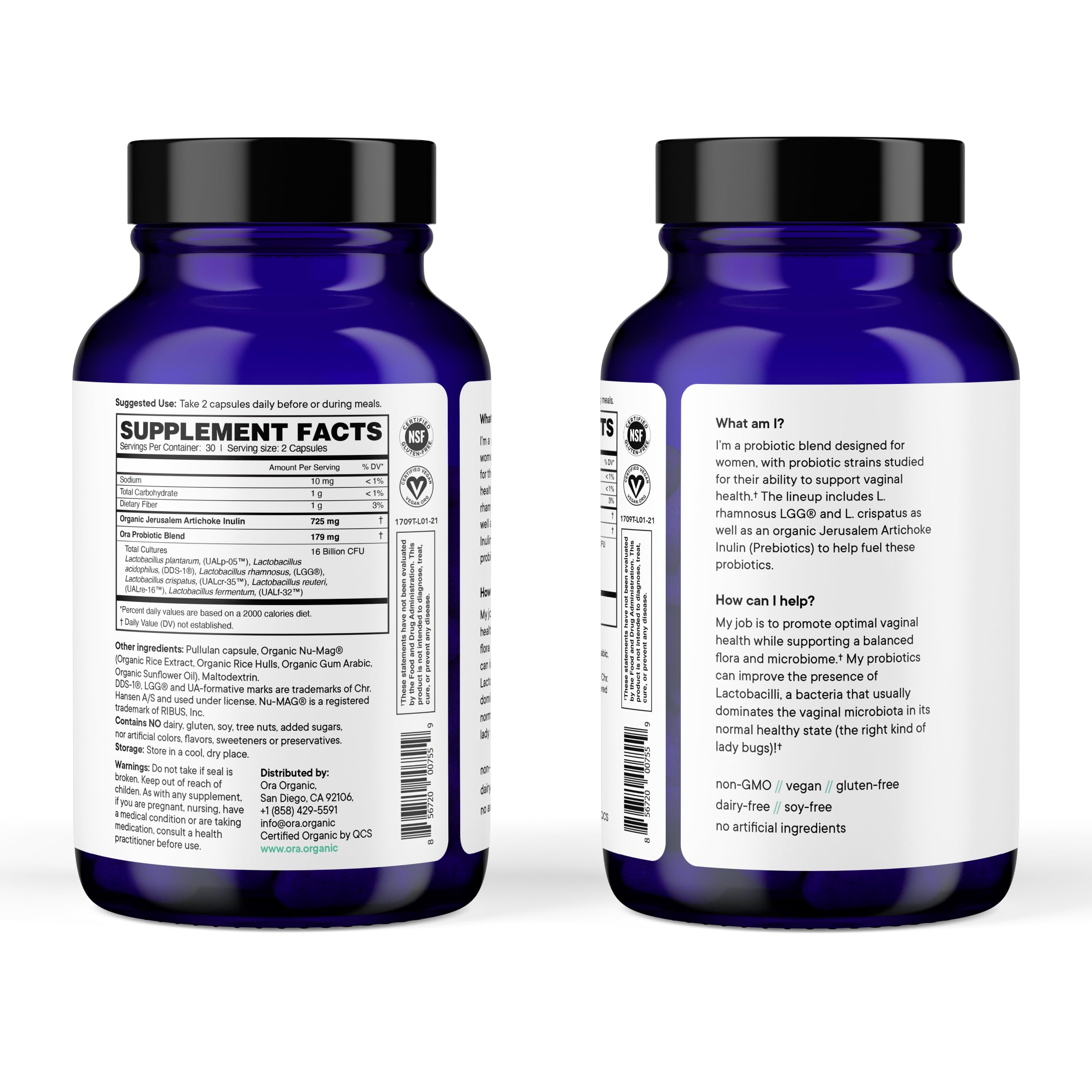 Ora Organic plant-based prebiotics artichoke focus highlighting Jerusalem Artichoke fiber.