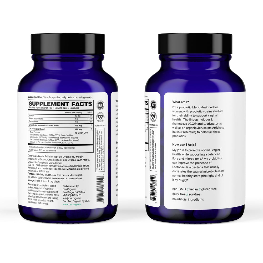 Ora Organic plant-based prebiotics artichoke focus highlighting Jerusalem Artichoke fiber.