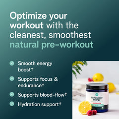 Scoop of Ora Organic Raspberry Lemonade pre workout beside a glass