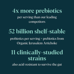 Ora Organic Probiotics bottle pour emphasizes travel-friendly, no refrigeration convenience.