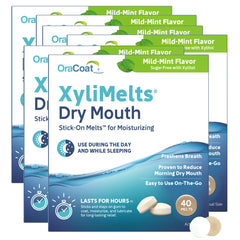 Oracoat XyliMelts disc on teeth delivers long-lasting moisture with subtle mint flavor