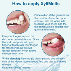 Oracoat XyliMelts adhering disc on teeth delivers long-lasting moisture.