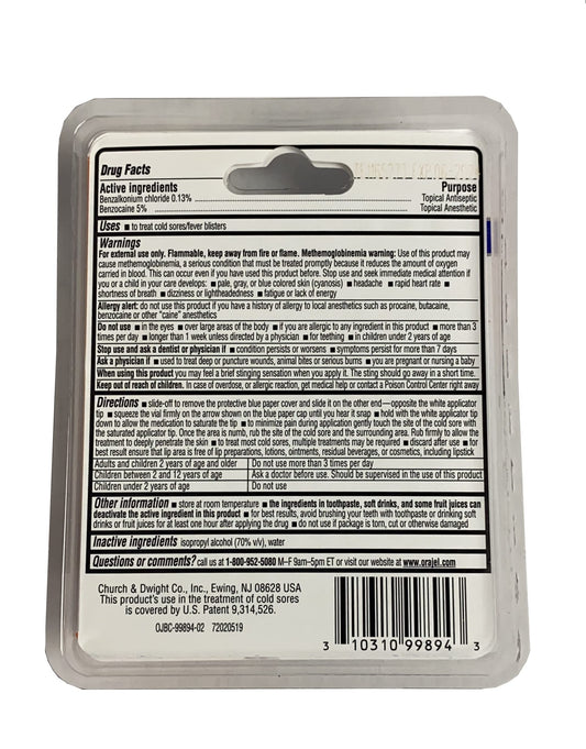 Orajel Touch-Free applicator pack-2 for convenient on-the-go cold sore relief.