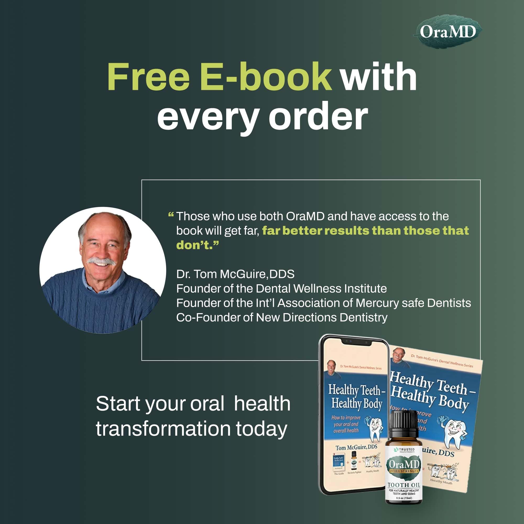 Fluoride-free label emphasizes natural, gentle OraMD care.