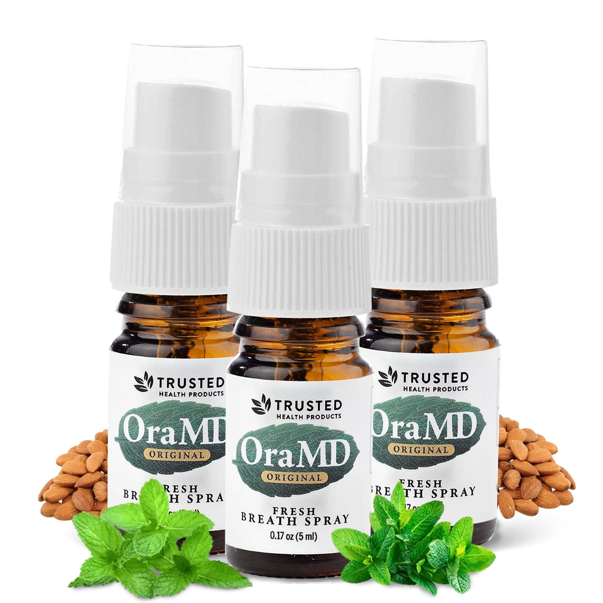OraMD Fresh Breath Spray bottle showing a potent natural formula for lasting fresh breath