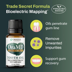 Close-up of natural oils emphasizes peppermint and almond goodness.