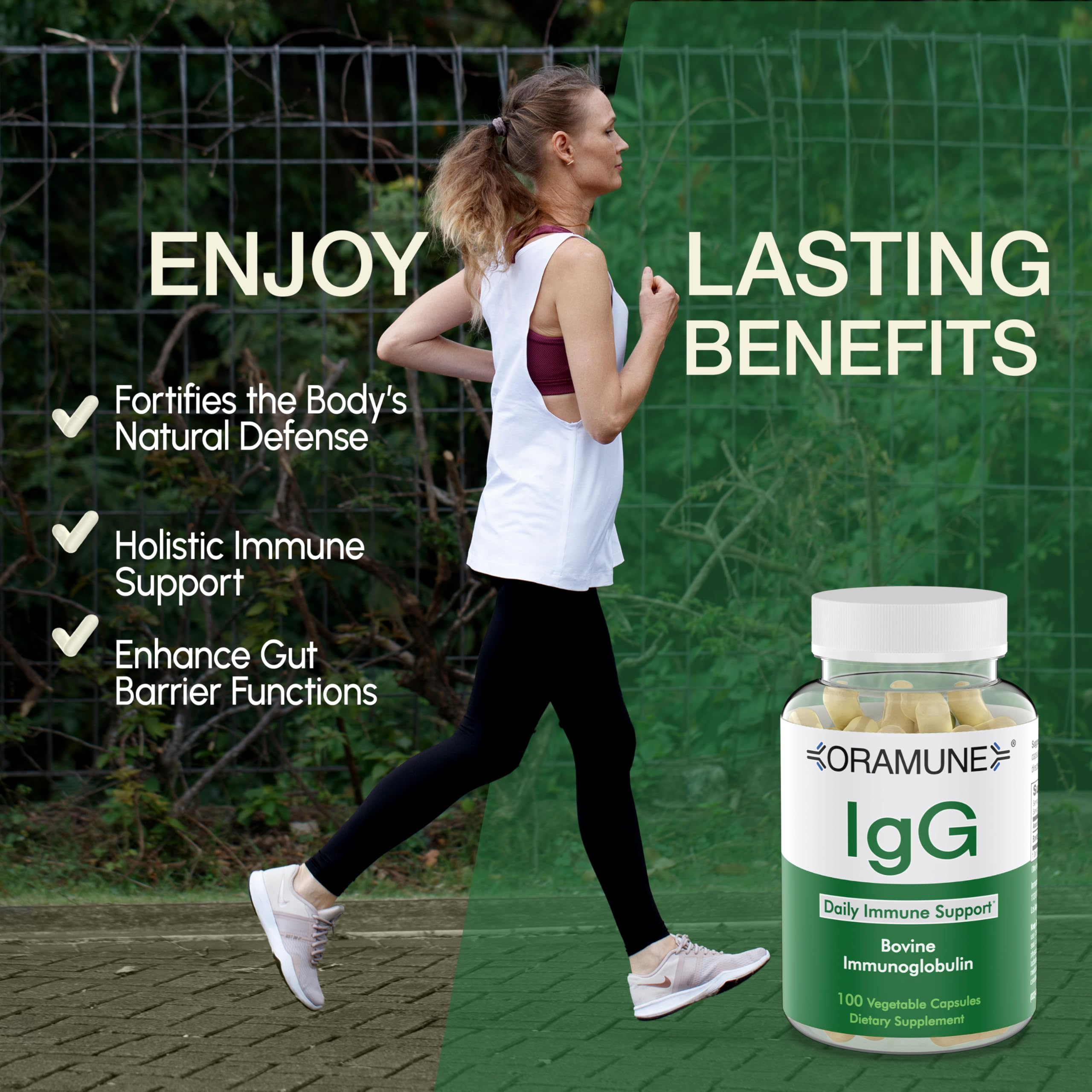 Oramune bovine immunoglobulin vial emphasizing gut wellness potential