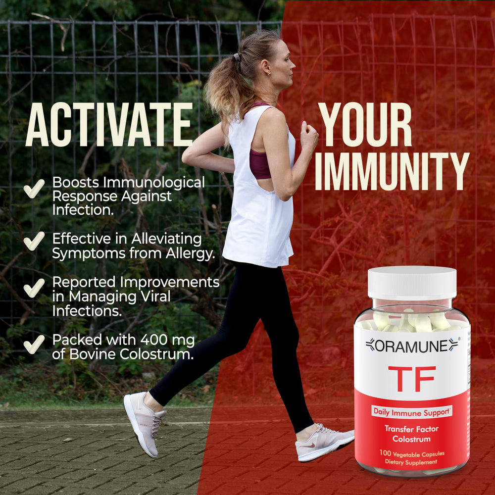 Oramune capsules in hand demonstrating convenient daily dosage