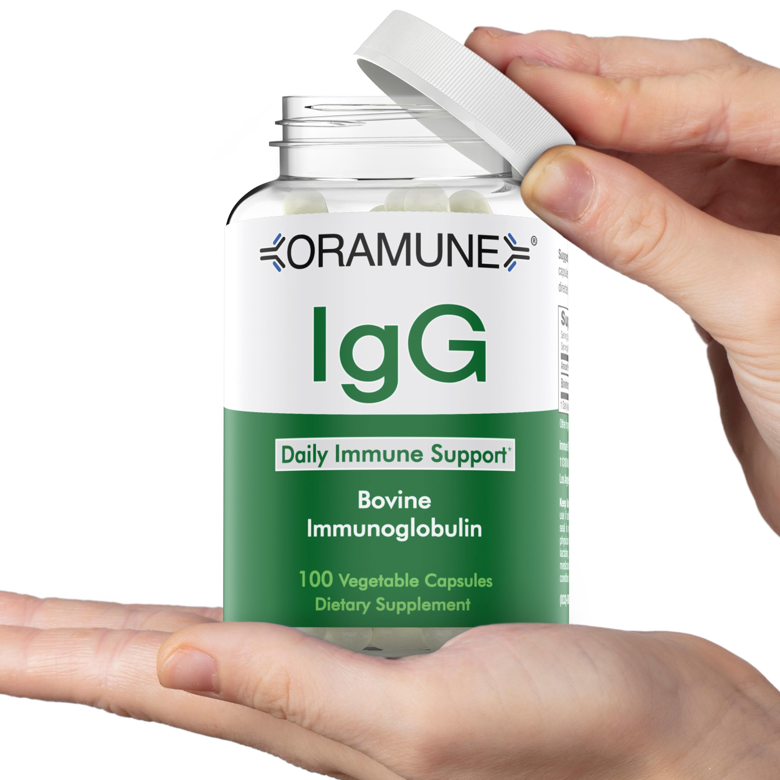 Oramune immunity capsules with scoop for daily immune support routine