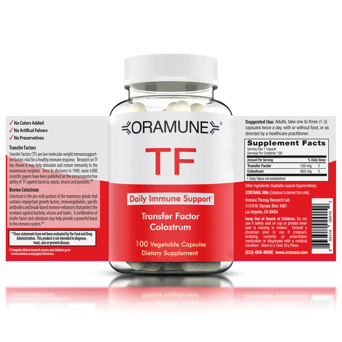 Oramune Transfer Factor bottle cap close-up suggesting simple daily immune support