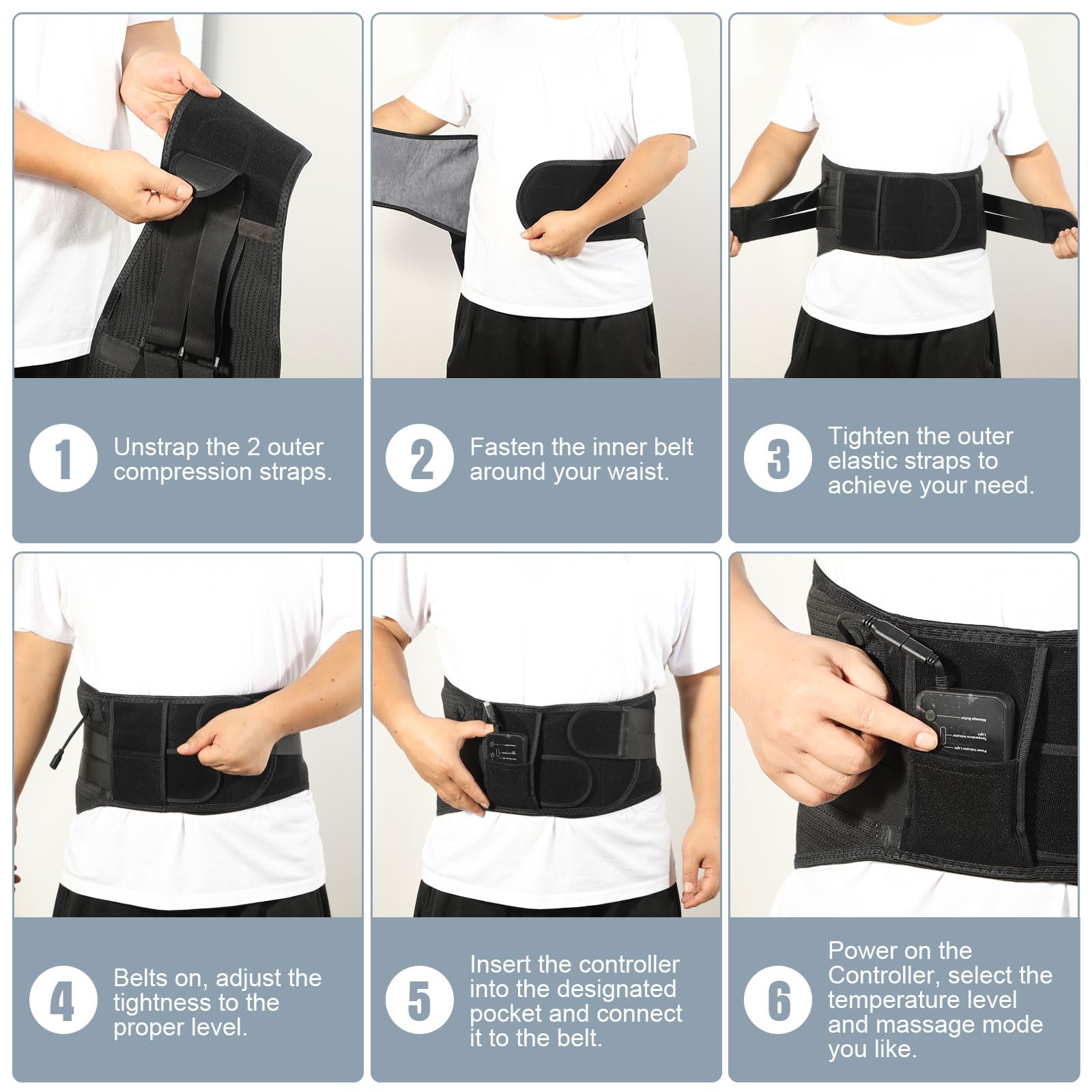 Oramuon back brace heat level display with three options