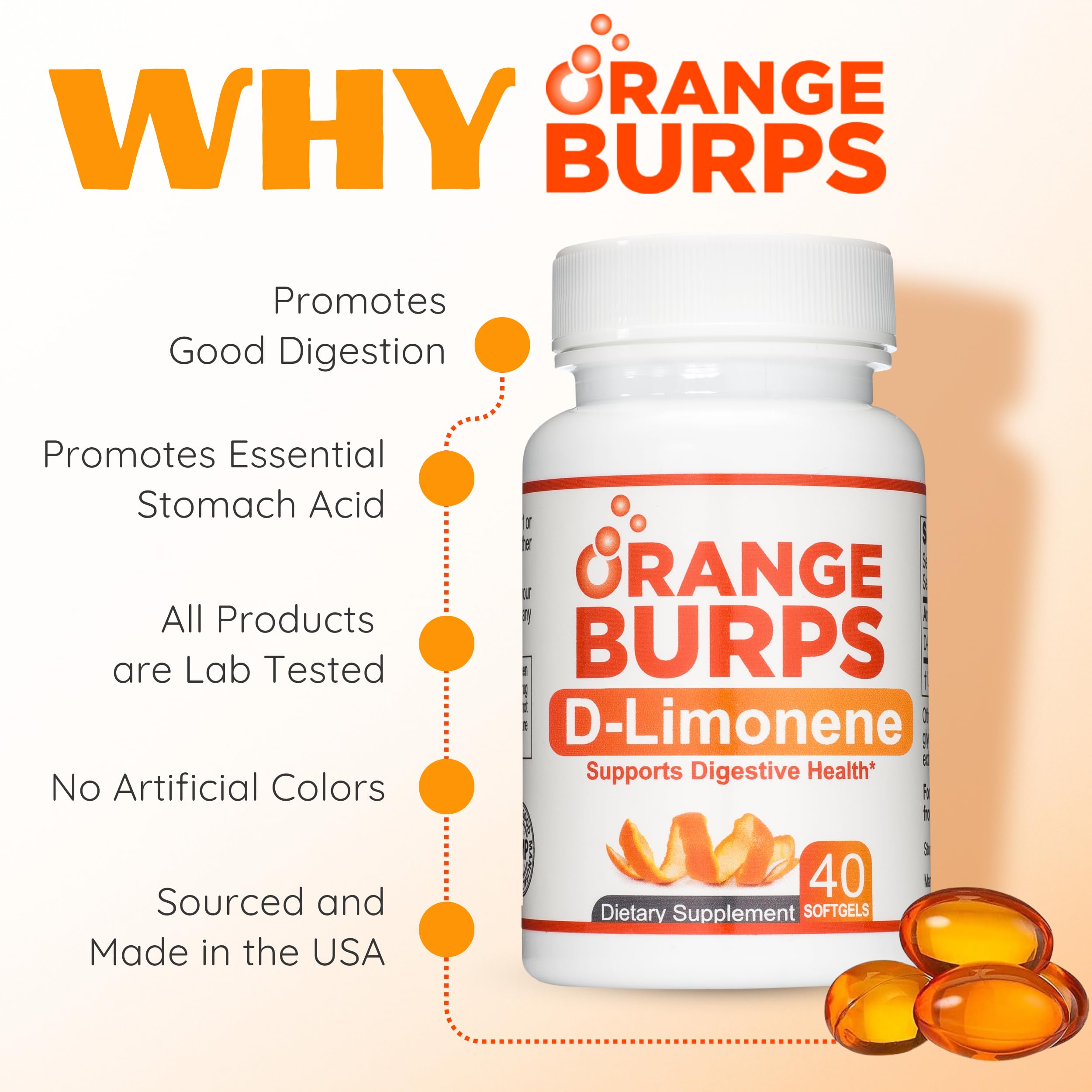 Orange Burps safety GRAS label indicating premium standard