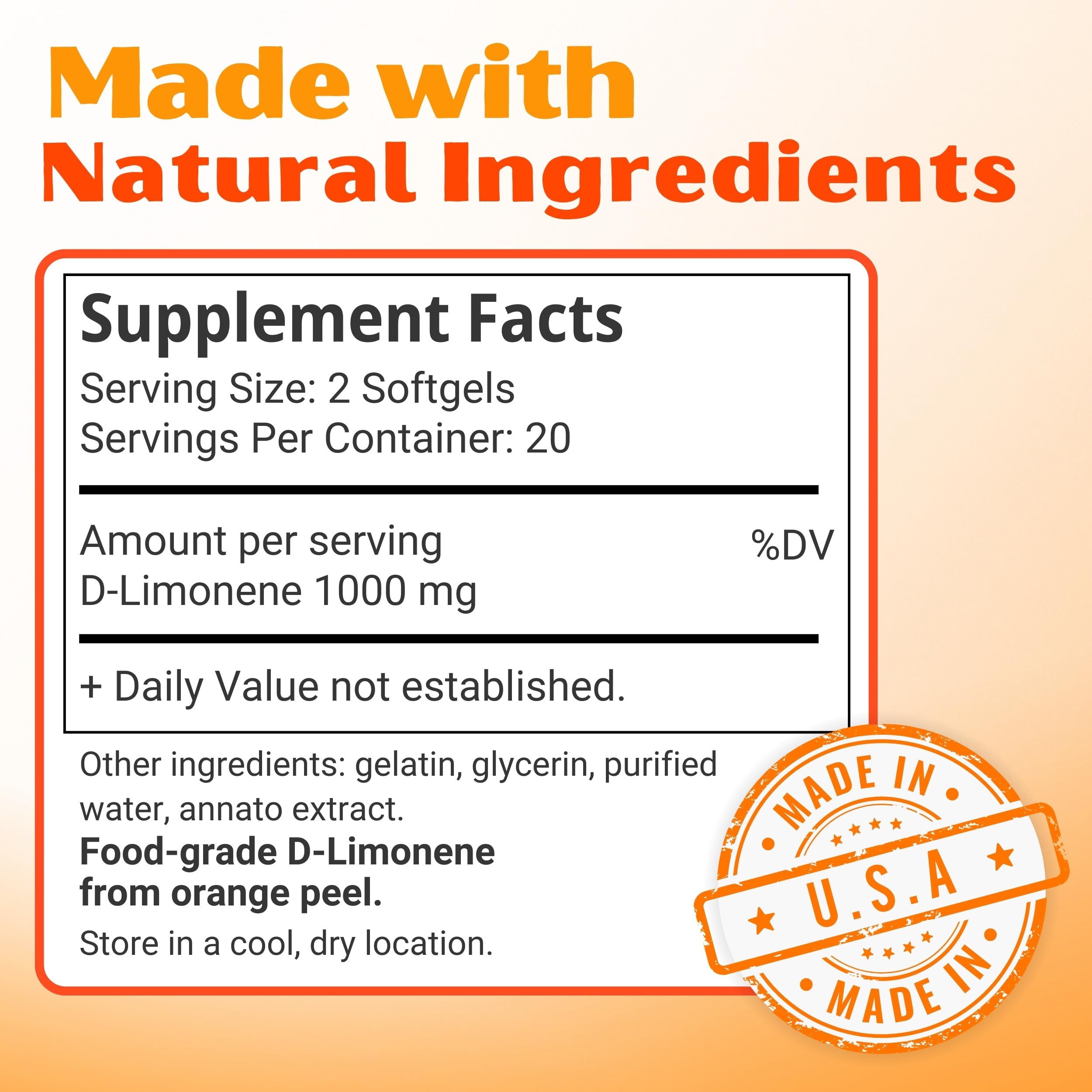 Orange Burps orange peel oil active ingredient backing natural support
