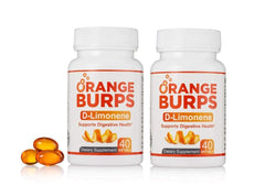 Orange Burps pack of 2 bottles with soft gels for convenient daily use