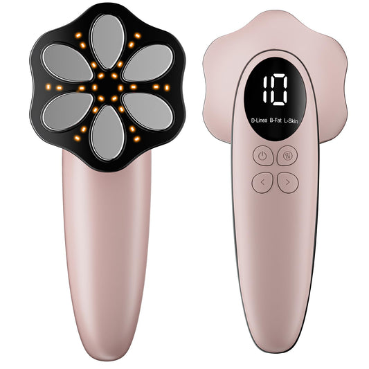 Oranmagic body massager on the belly for gentle contouring and smoother skin.