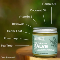 Ora's Amazing Herbal All Purpose Salve glass jar for on-the-go.