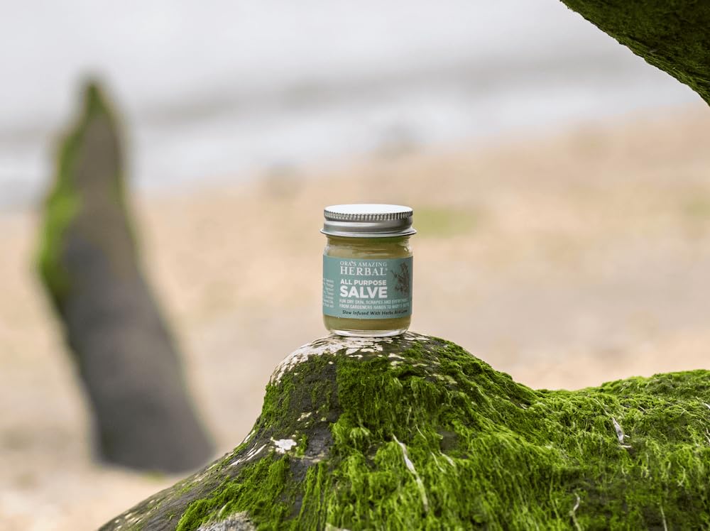 Ora's Amazing Herbal All Purpose Salve reusable glass jar packaging.