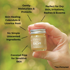 Ora's Amazing Herbal Calendula Salve jar, easy moisturization after shower.