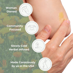 Ora's Amazing Herbal Lavender Salve in glass container reflects earth-friendly packaging.