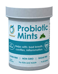 Orasana Probiotic Mints packaging showing vegan formula for on-the-go oral wellness