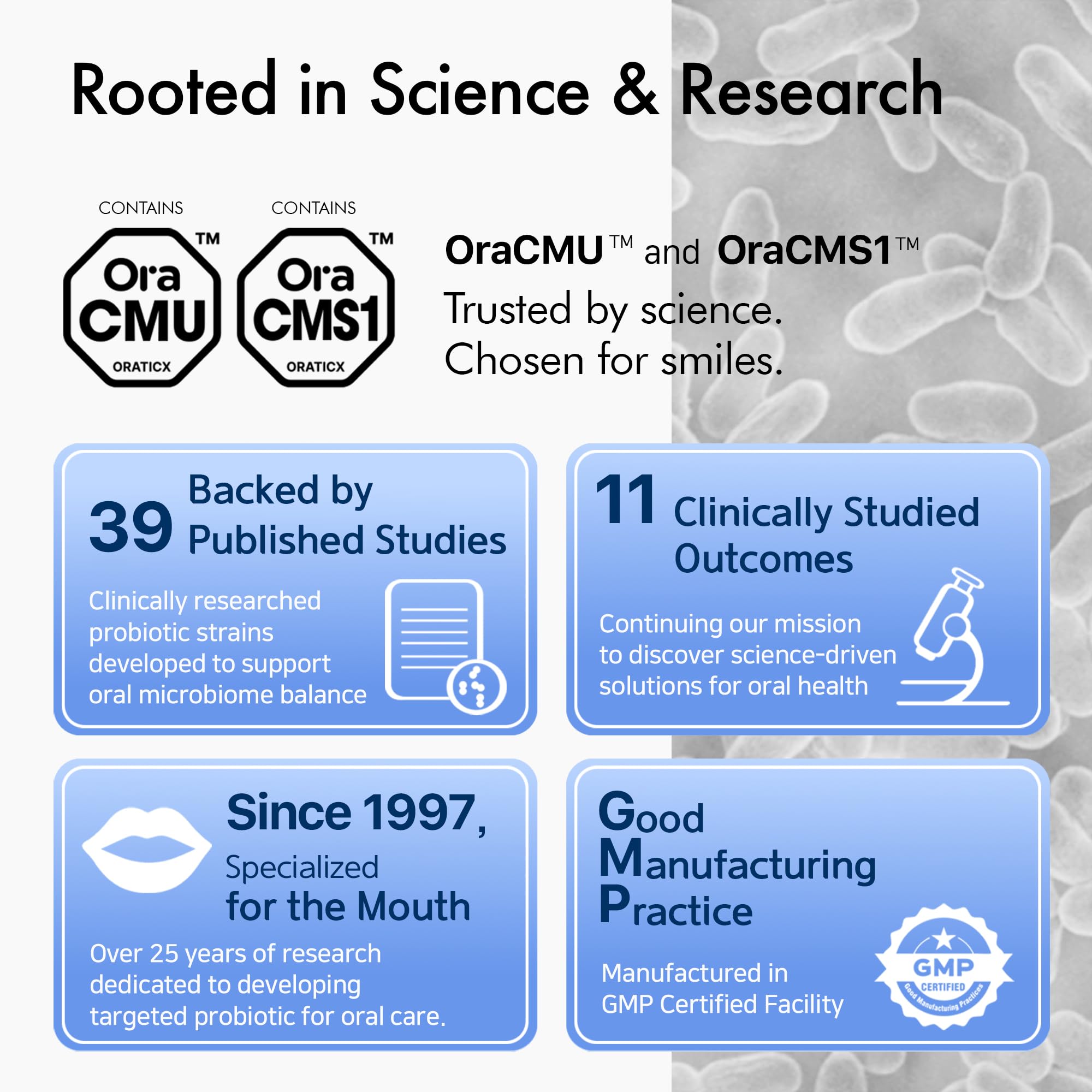 OraTicx label detail emphasizing grape flavor and probiotic strains.
