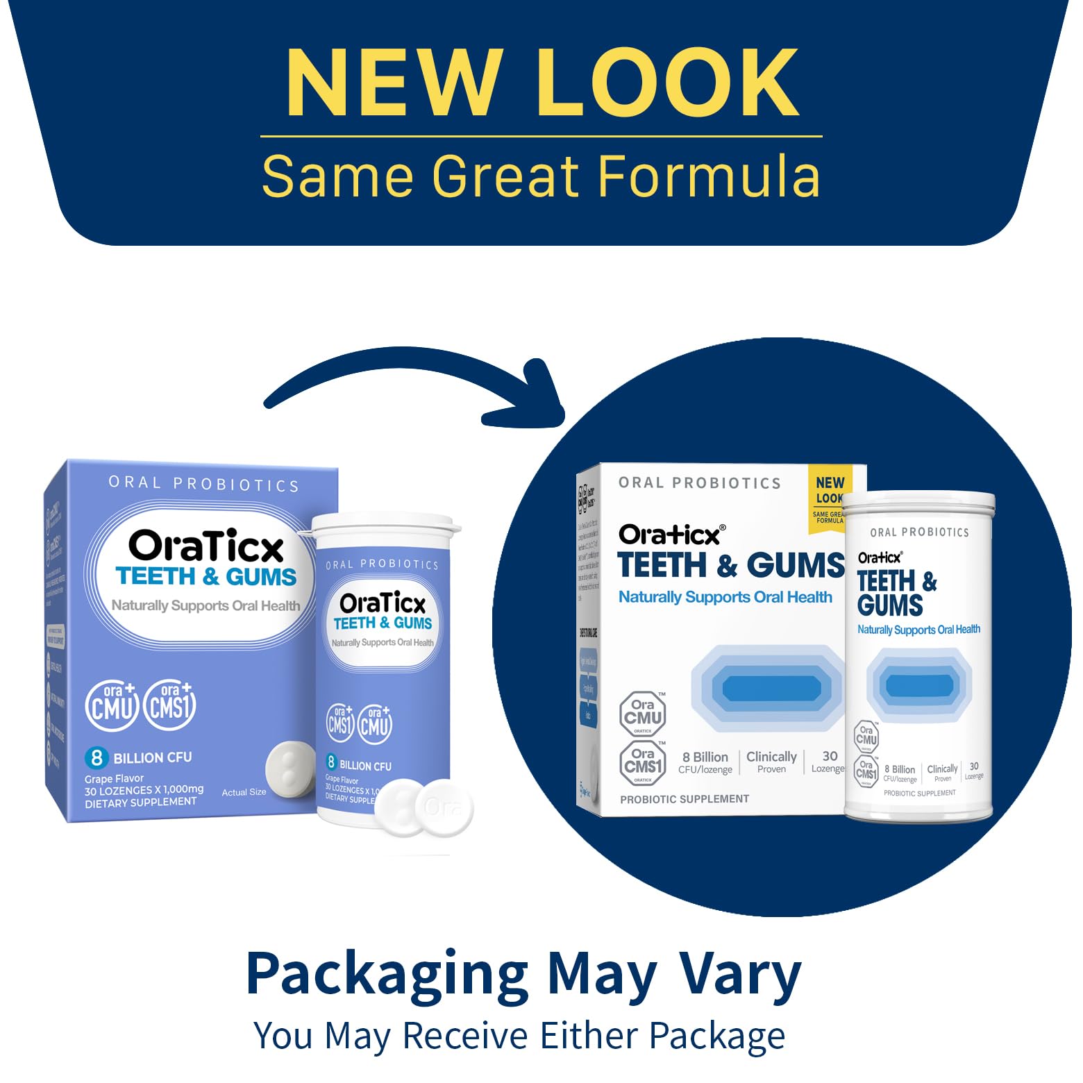 OraTicx packaging on display highlighting immune support and mouth health.