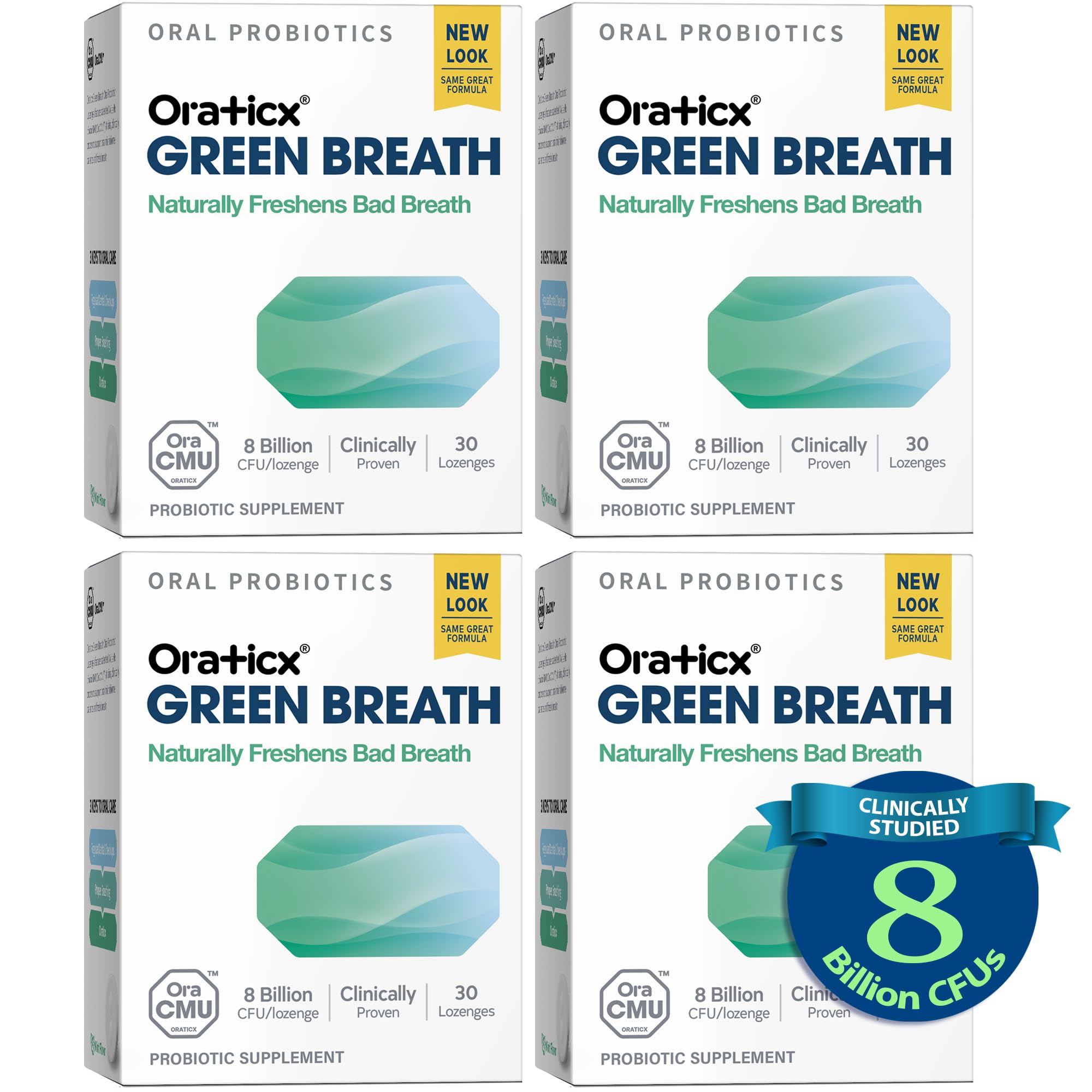 OraTicx oral probiotics bottle showing shelf-stable packaging and mint breath support.