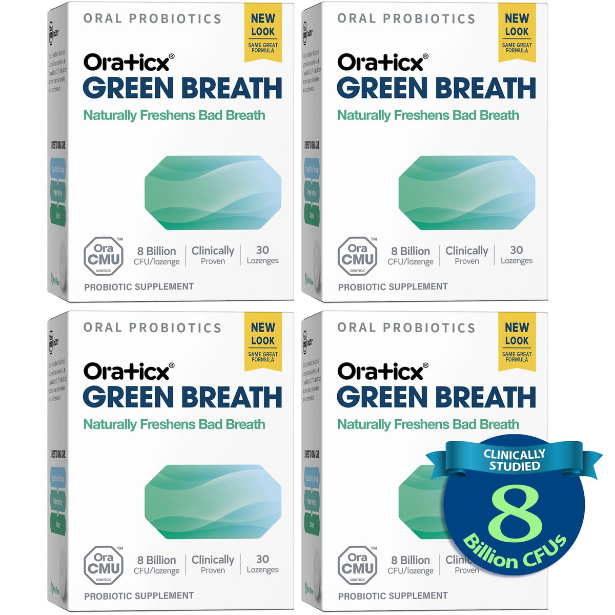OraTicx oral probiotics bottle showing shelf-stable packaging and mint breath support.
