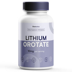 Oratonics lithium orotate 10mg bottle with a clean label for daily balance