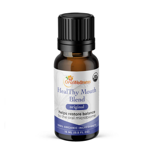 OraWellness Healthy Mouth Blend bottle for fresh breath and balanced gums.
