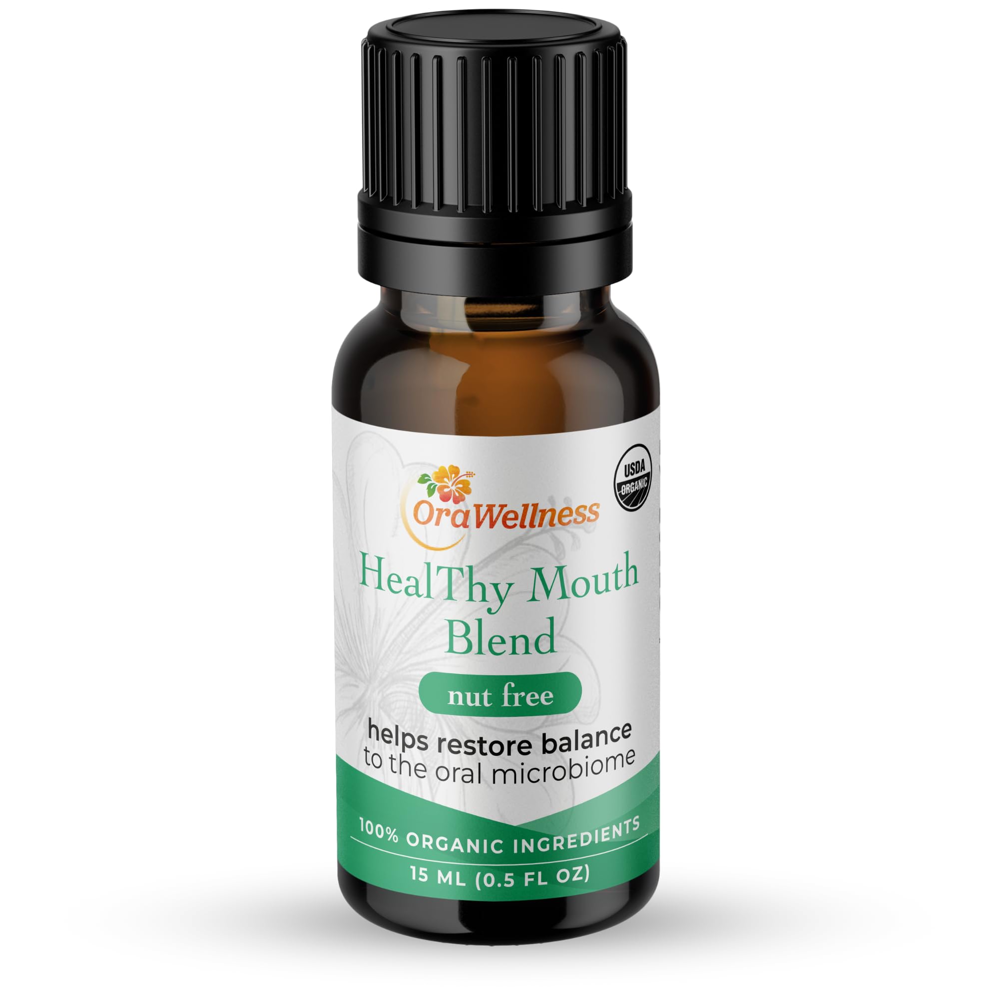 OraWellness Nut Free Healthy Mouth Blend drops on a toothbrush for easy brushing.