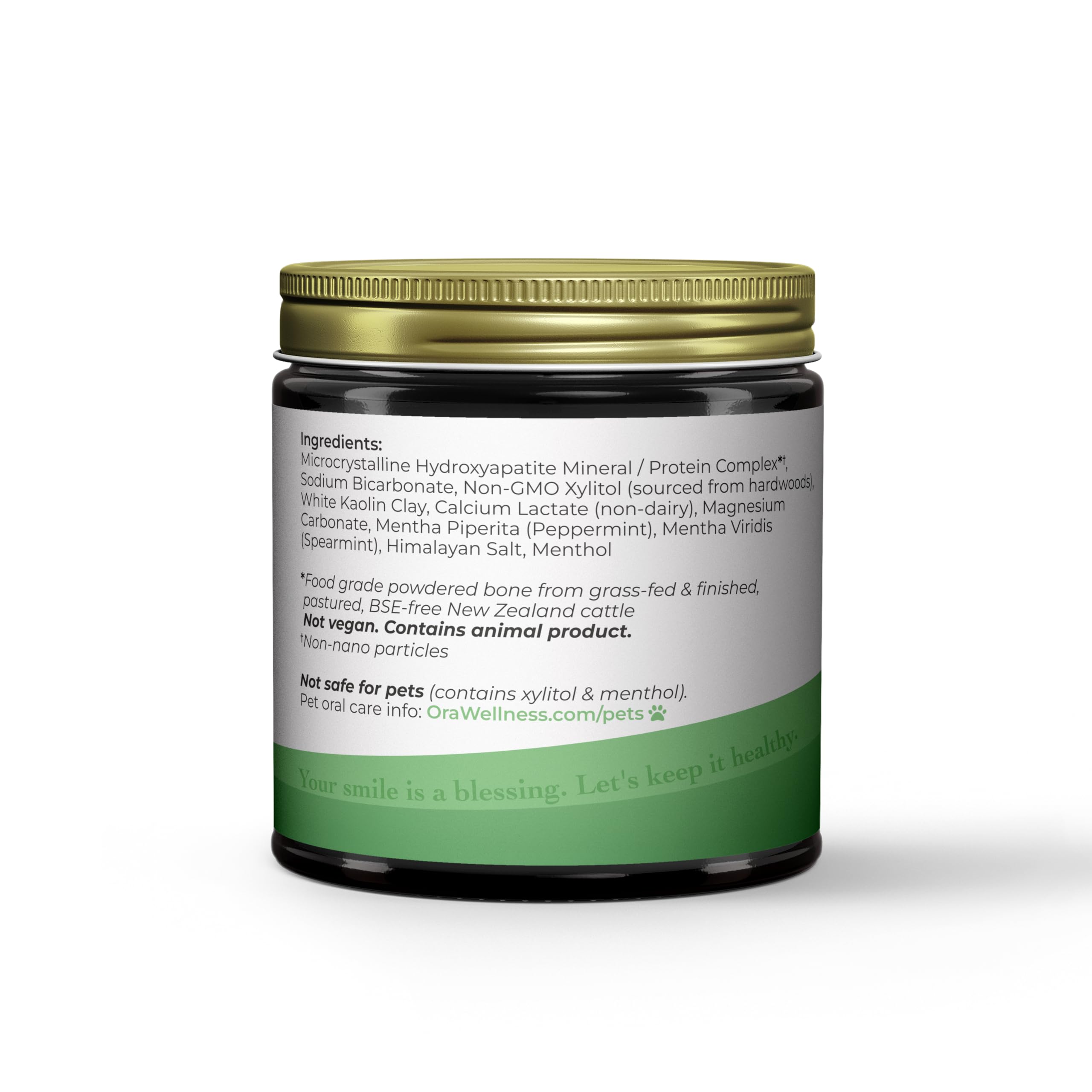 OraWellness Shine powder for daily use shown on a damp toothbrush
