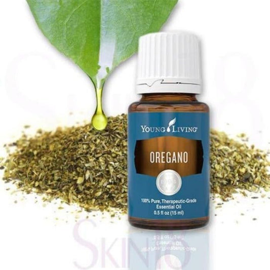 Oregano oil leaf-stem close-up highlighting 100% pure composition for versatile applications.