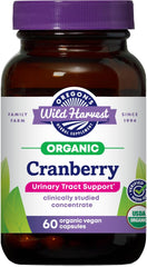 Oregon's Wild Harvest PACran cranberry bottle with vegan capsules for daily urinary wellness potential.