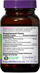 Oregon's Wild Harvest PACran capsules close-up highlighting organic cranberry concentrate.